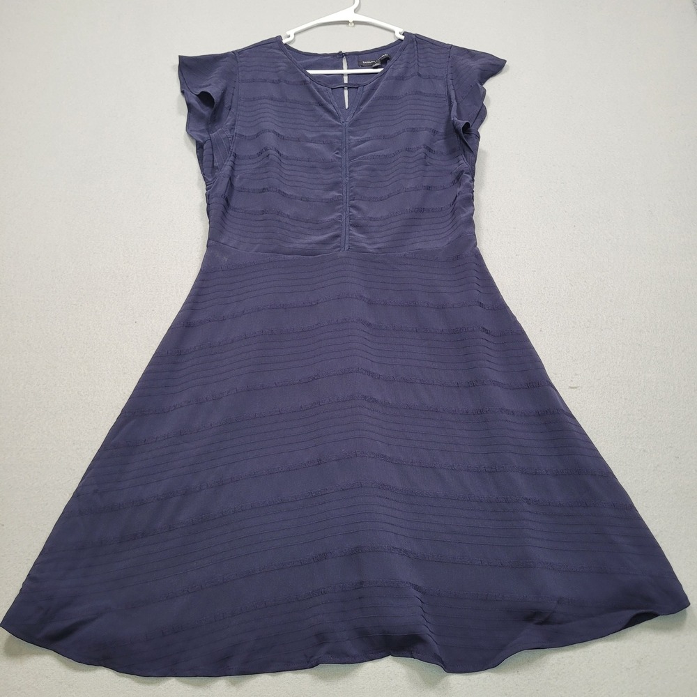 Banana Republic Navy Blue Flutter Sleeve Fit and Flare Dress Size 10 Textured